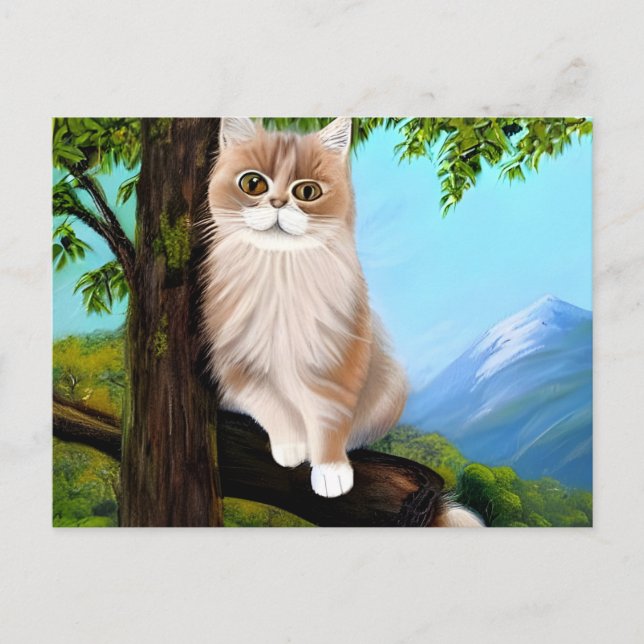 Cat on a branch Art Postcard (Front)