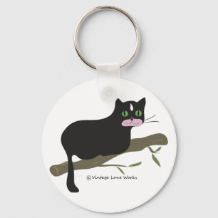 Cat on a Branch Keychain