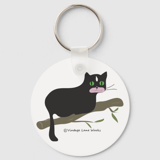 Cat on a Branch Keychain (Front)