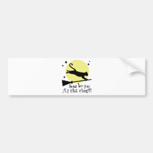 Cat on a Broomstick Bumper Sticker