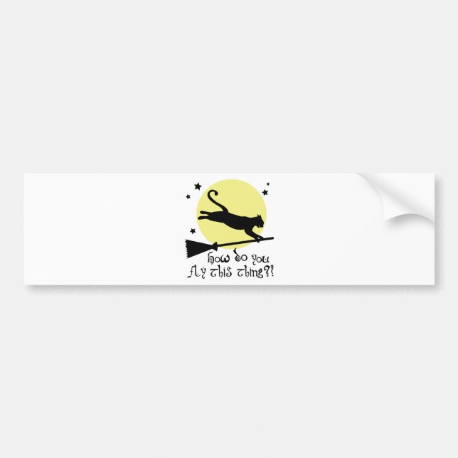 Cat on a Broomstick Bumper Sticker (Front)