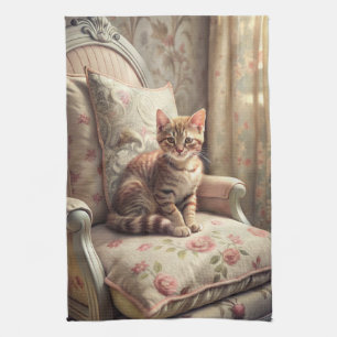 Cat on a chair (Shabby Chic) Kitchen Towel
