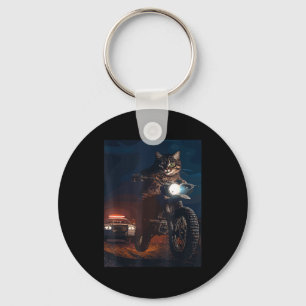 Cat on a dirt bike keychain