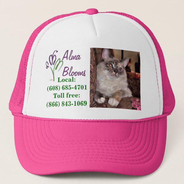Cat on a hat... trucker hat (Front)