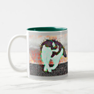 Cat on a hot tin roof  by eLiN Two-Tone Coffee Mug