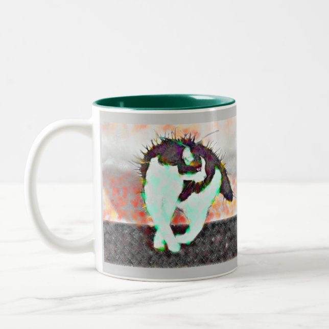 Cat on a hot tin roof  by eLiN Two-Tone Coffee Mug (Left)