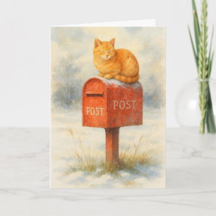 Cat on a mailbox Xmas card