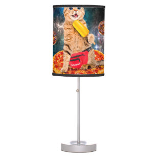 Cat on a pizza eating ice lolly table lamp