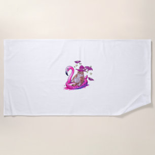 Cat On A Pool Funny Spooky Summer Summerween Hallo Beach Towel