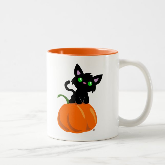 Cat on a Pumpkin Coffee Mug (Right)