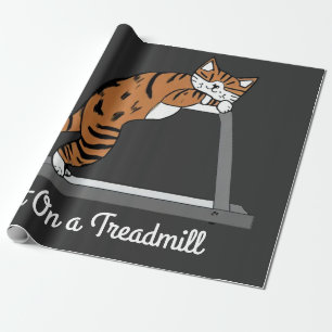 Cat on a treadmill wrapping paper