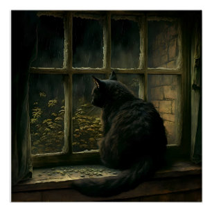 Cat on a Window Sill Poster