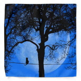 Cat on a Wire Blue Moon Bandana