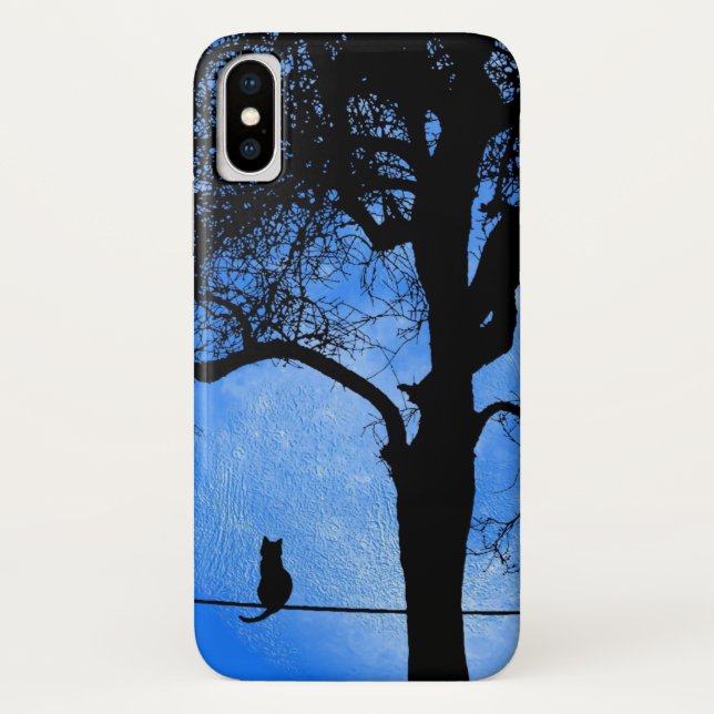 Cat on a Wire Blue Moon Case-Mate iPhone Case (Back)