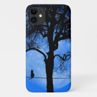 Cat on a Wire Blue Moon