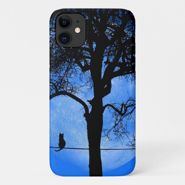 Cat on a Wire Blue Moon Case-Mate iPhone Case (Back)
