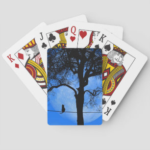 Cat on a Wire Blue Moon Playing Cards
