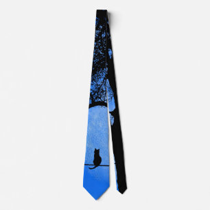 Cat on a Wire Blue Moon Tie
