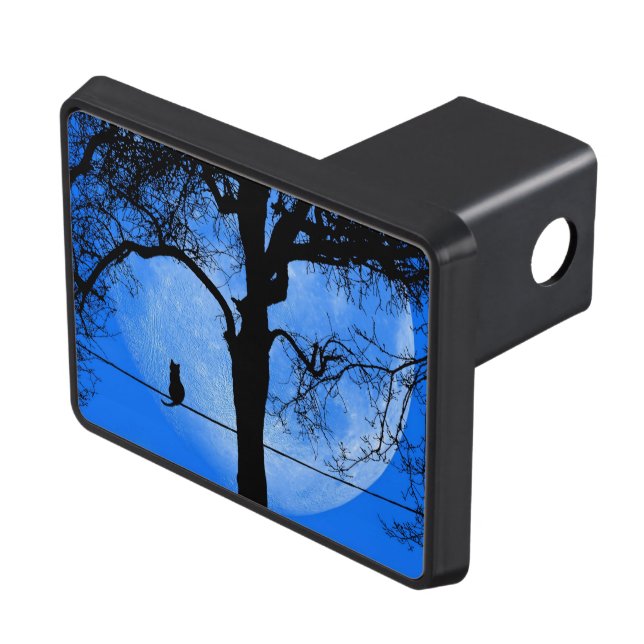Cat on a Wire Blue Moon Trailer Hitch Cover (Top Right)