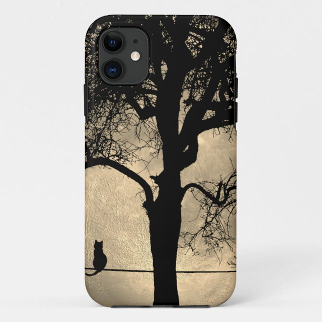 Cat on a Wire Full Moon Case-Mate iPhone Case (Back)