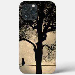 Cat on a Wire Full Moon iPhone 13 Pro Max Case
