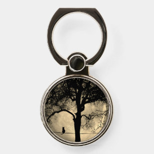 Cat on a Wire Full Moon Phone Ring Stand