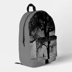 Cat on a Wire Full Moon Printed Backpack