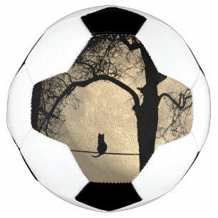 Cat on a Wire Full Moon Soccer Ball