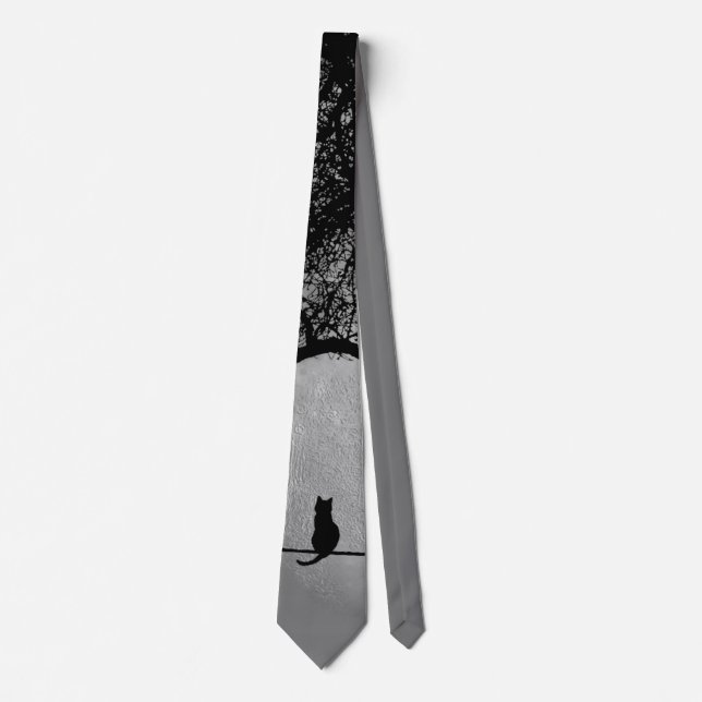 Cat on a Wire Full Moon Tie (Front)