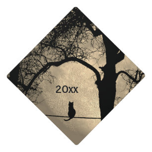 Cat on a Wire Full Moon Year Graduation Cap Topper