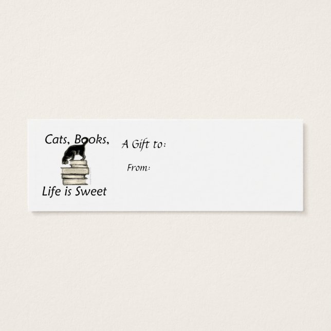 Cat on Books Mini Bookmark to Customize (Back)