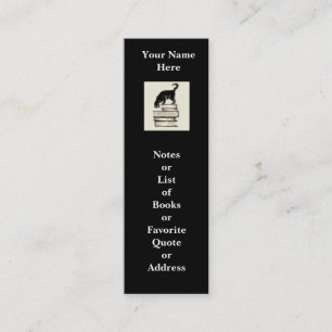 Cat on Books Mini Bookmark to Customize Mini Business Card