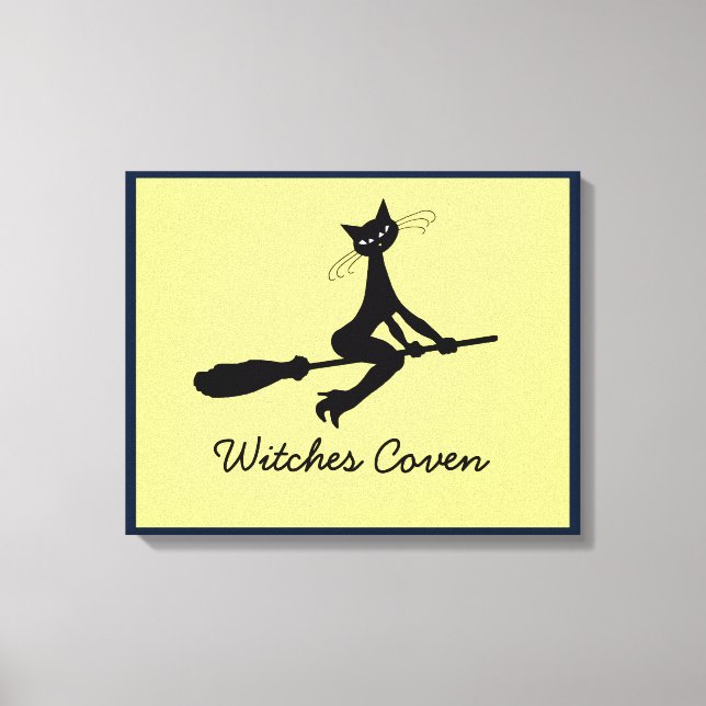 Cat On Broomstick Canvas Print (Front)
