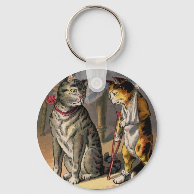 Cat on Crutches Keychain (Front)