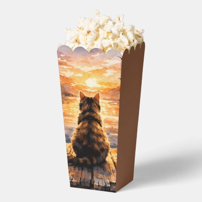 Cat on Dock at Sunset Favor Box (Popped)