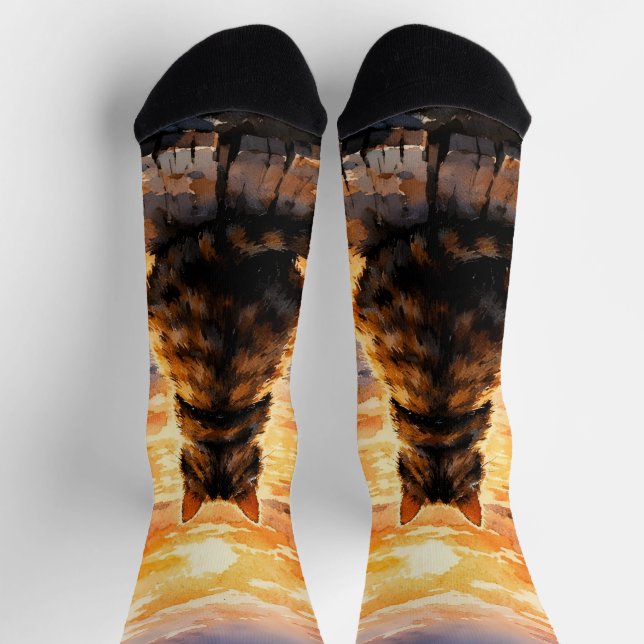 Cat on Dock at Sunset Socks (Top)