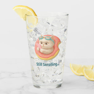 Cat on Donut Pool Float Glass