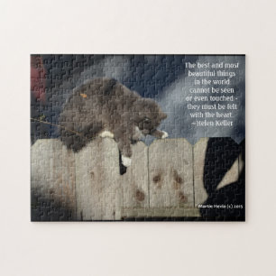 Cat on Fence #9 (Personalize Quote) Jigsaw Puzzle