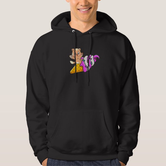 Cat On Ice Cream Cone Cat Summer Vacation Hoodie (Front)