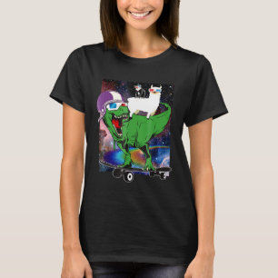 Cat on Llama on Rex Dinosaur 3D Glasses Galxy T-Shirt