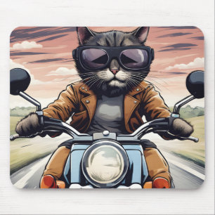 Cat on motorbike mouse pad