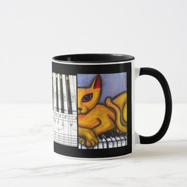 Cat on Piano Keyboard Mug (Right)