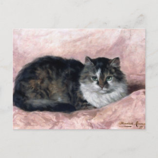 Cat on Pink Pillow by Henriëtte Ronner-Knip Postcard