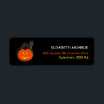 Cat on Pumpkin Halloween<br><div class="desc">Cat on Pumpkin Halloween Address Labels. Choose from a variety of sizes and colours. These address labels feature a cute cat wearing a witches pentagram symbol around her neck whilst perched on top of a Halloween pumpkin,  great to use for Halloween themed events.</div>