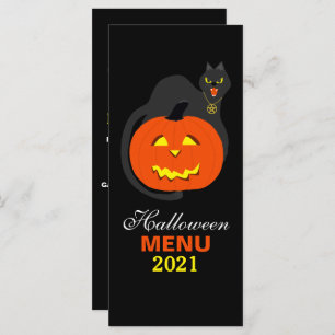 Cat on Pumpkin Halloween Menu