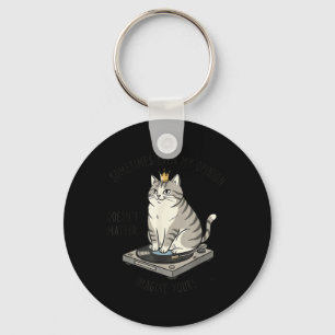 Cat On Record Player Imagine Your Opinion Doesnt Keychain