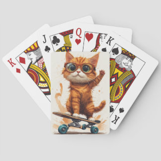 Cat On Skateboard  Playing Cards