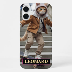 Cat On Skateboard Rad Feline Extreme Sports Gift iPhone 16 Plus Case