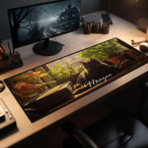 Cat On The Desk Personalized Desk Mat