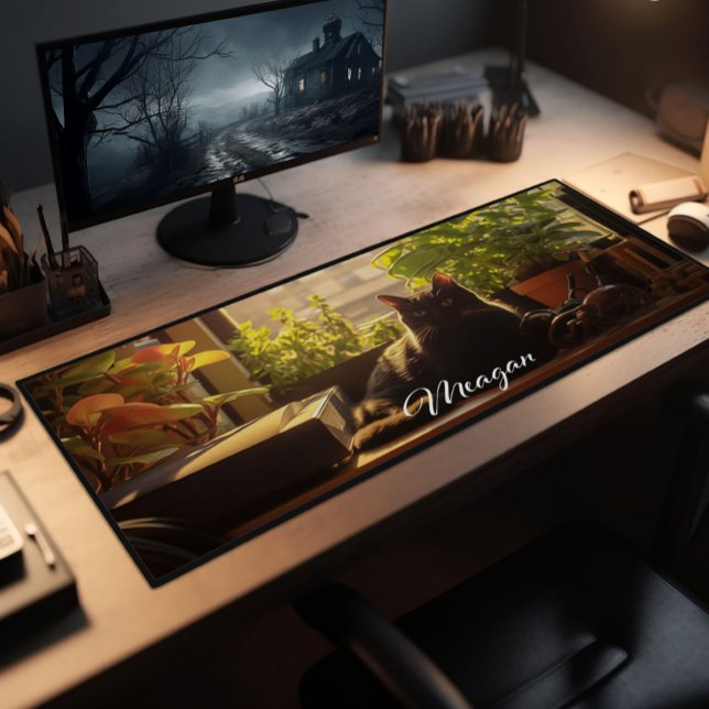 Cat On The Desk Personalized Mat (Creator Uploaded)
